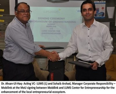 Mobilink partners with LUMS to enhance entrepreneurial eco-system