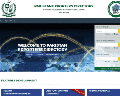 Trade Development Authority of Pakistan (TDAP) develops its first online Pakistan Exporters’ Directory. The directory is now available online both on TDAP’s website