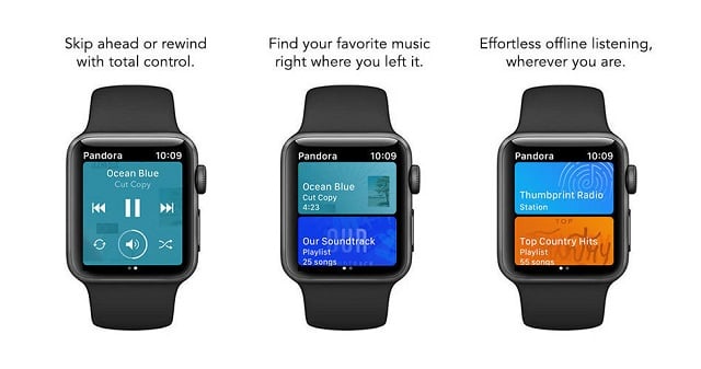 The Pandora iOS update has added an offline playback option on the Apple Watch
