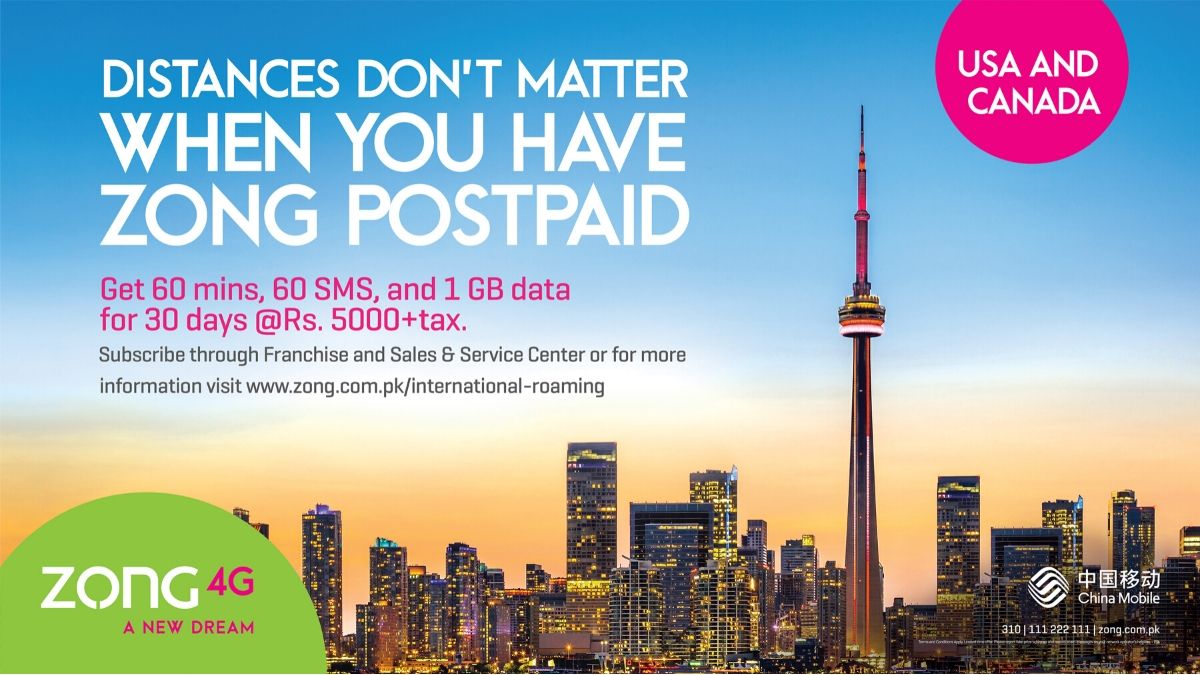 ZONG 4G offers USA & CANADA